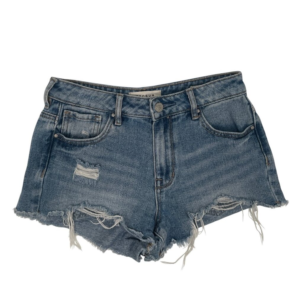 PacSun Women’s High Rise Festival 100% Cotton Distressed Denim Shorts Size 25